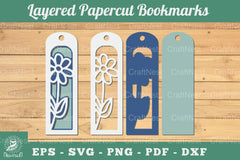 3D Papercut Flower Bookmarks SVG Bundle - CraftNest - Digital Crafting and Art