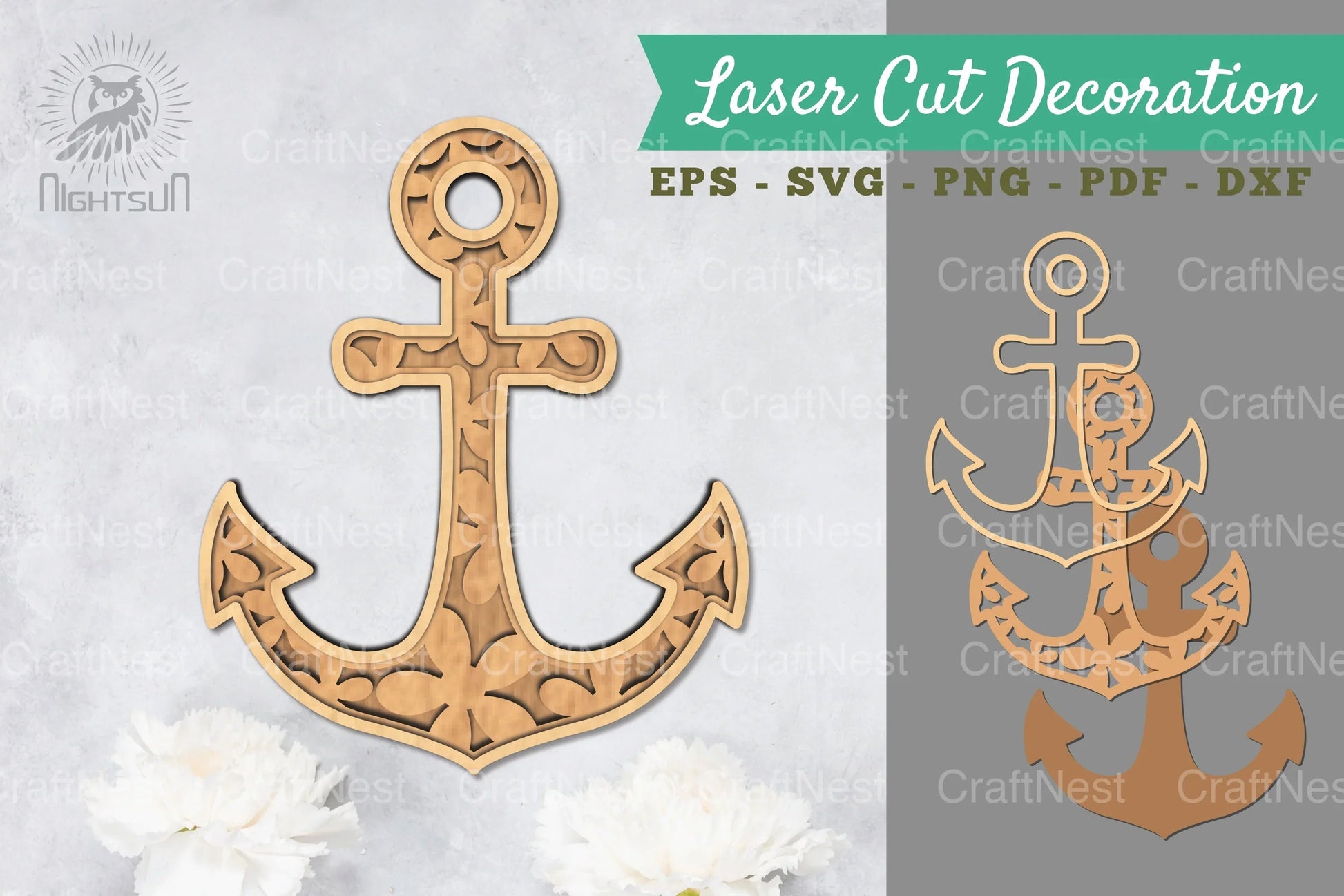 Flowers Anchor 3D Lasercut Decoration Clipart Bundle - CraftNest - Digital Crafting and Art