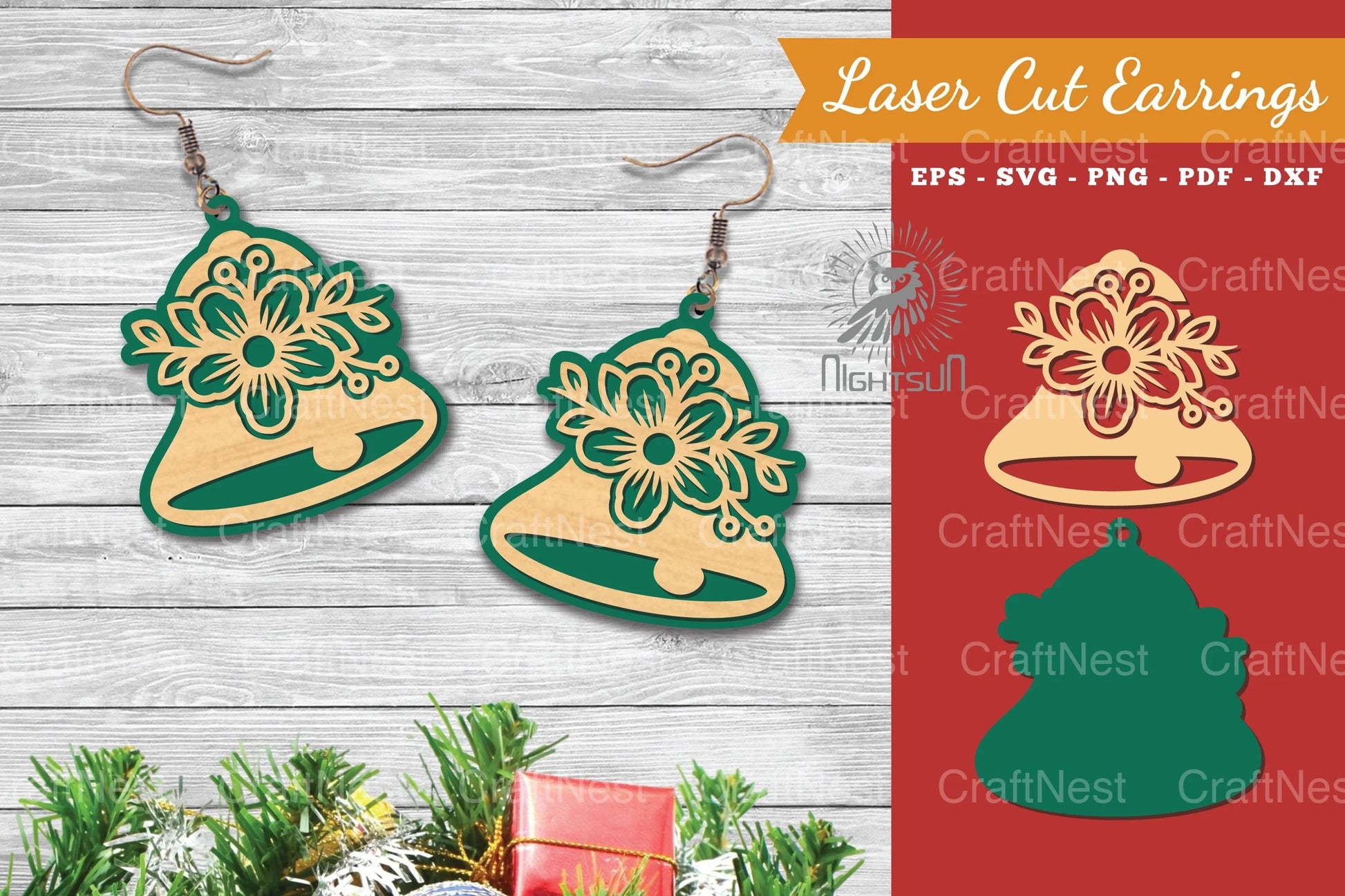 Elegant Bell Laser Cut Flower Earrings - Jewelry Design - CraftNest - Digital Crafting and Art