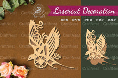 Floral Bird Laser Cut Decoration Clipart Bundle - CraftNest - Digital Crafting and Art