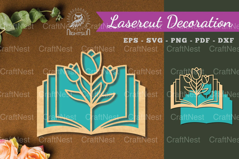 Flowers Book Laser Cut Decoration Clipart Bundle - CraftNest - Digital Crafting and Art