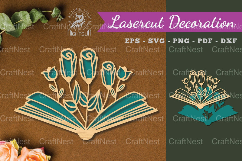 Laser Cut Flower Decoration Book - Clipart Bundle - CraftNest - Digital Crafting and Art