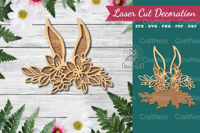 Flowers Bunny Laser Cut Decoration Clipart Bundle - CraftNest - Digital Crafting and Art