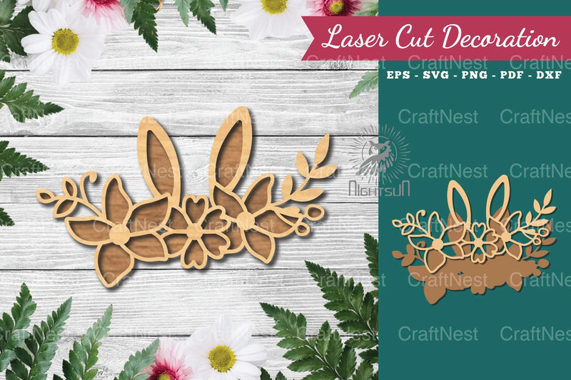 Bunny Flowers Laser Cut Decoration Clipart Bundle - CraftNest - Digital Crafting and Art