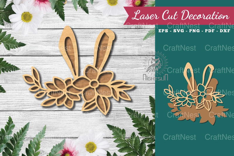 Bunny Flowers Laser Cut Decoration Clipart Bundle - CraftNest - Digital Crafting and Art