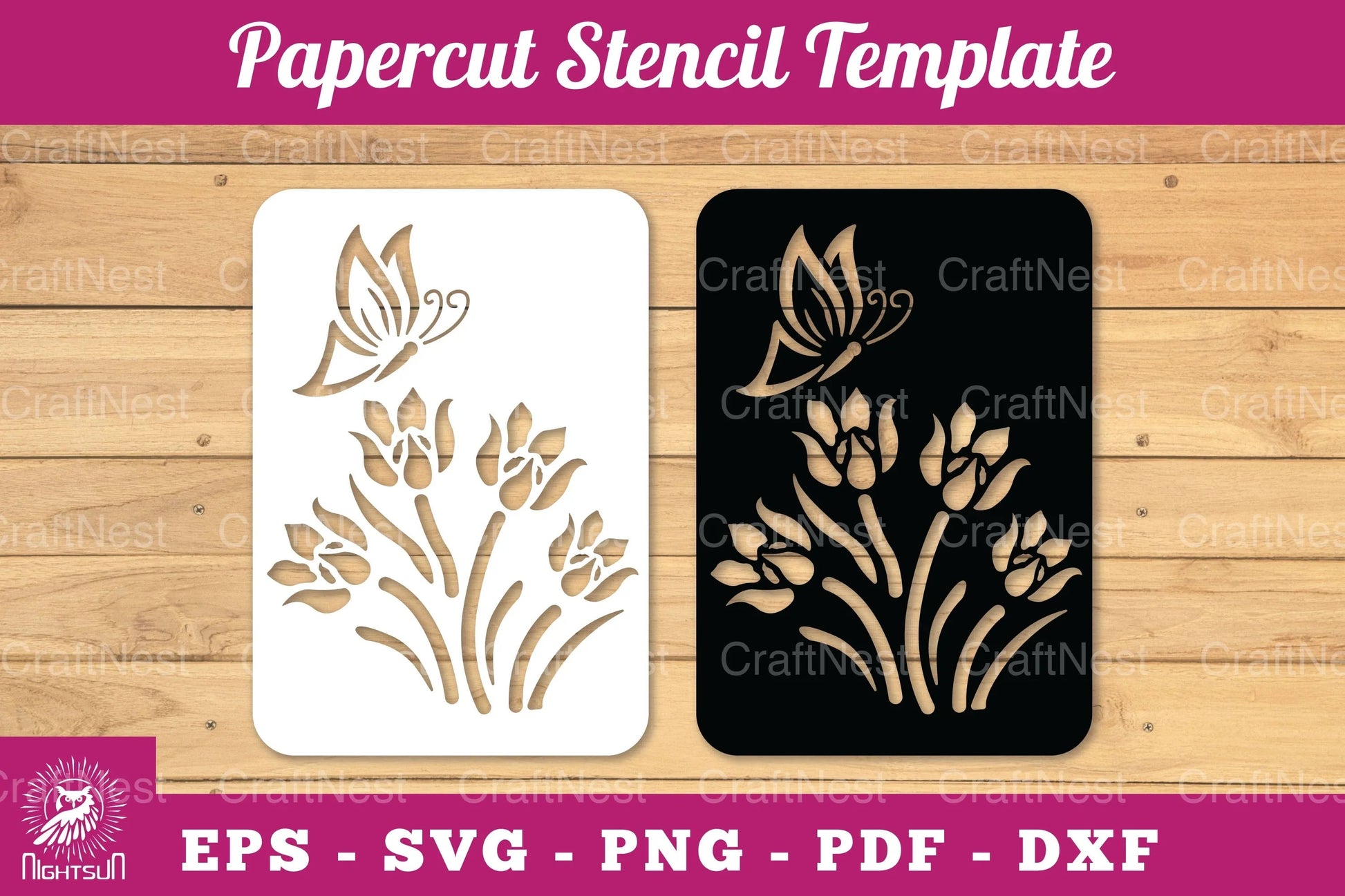 Butterfly Flowers Papercut Stencil Clipart Bundle - CraftNest - Digital Crafting and Art