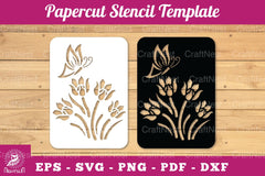 Butterfly Flowers Papercut Stencil Clipart Bundle - CraftNest - Digital Crafting and Art