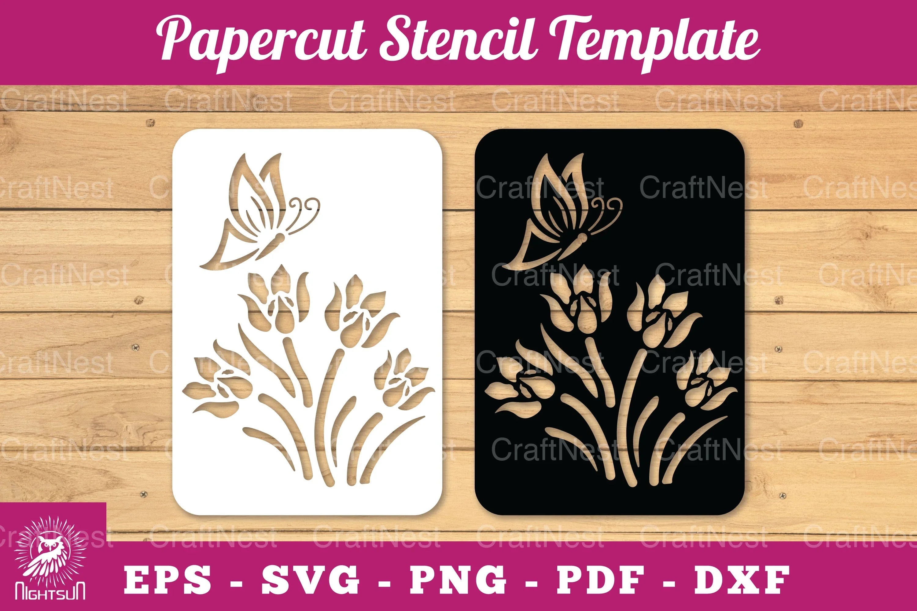 Butterfly Flowers Papercut Stencil Clipart Bundle - CraftNest - Digital Crafting and Art