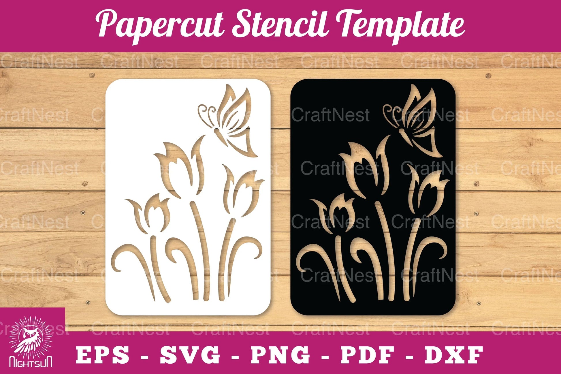 Butterfly Flowers Papercut Stencil Clipart Bundle - CraftNest - Digital Crafting and Art