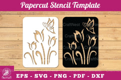 Butterfly Flowers Papercut Stencil Clipart Bundle - CraftNest - Digital Crafting and Art