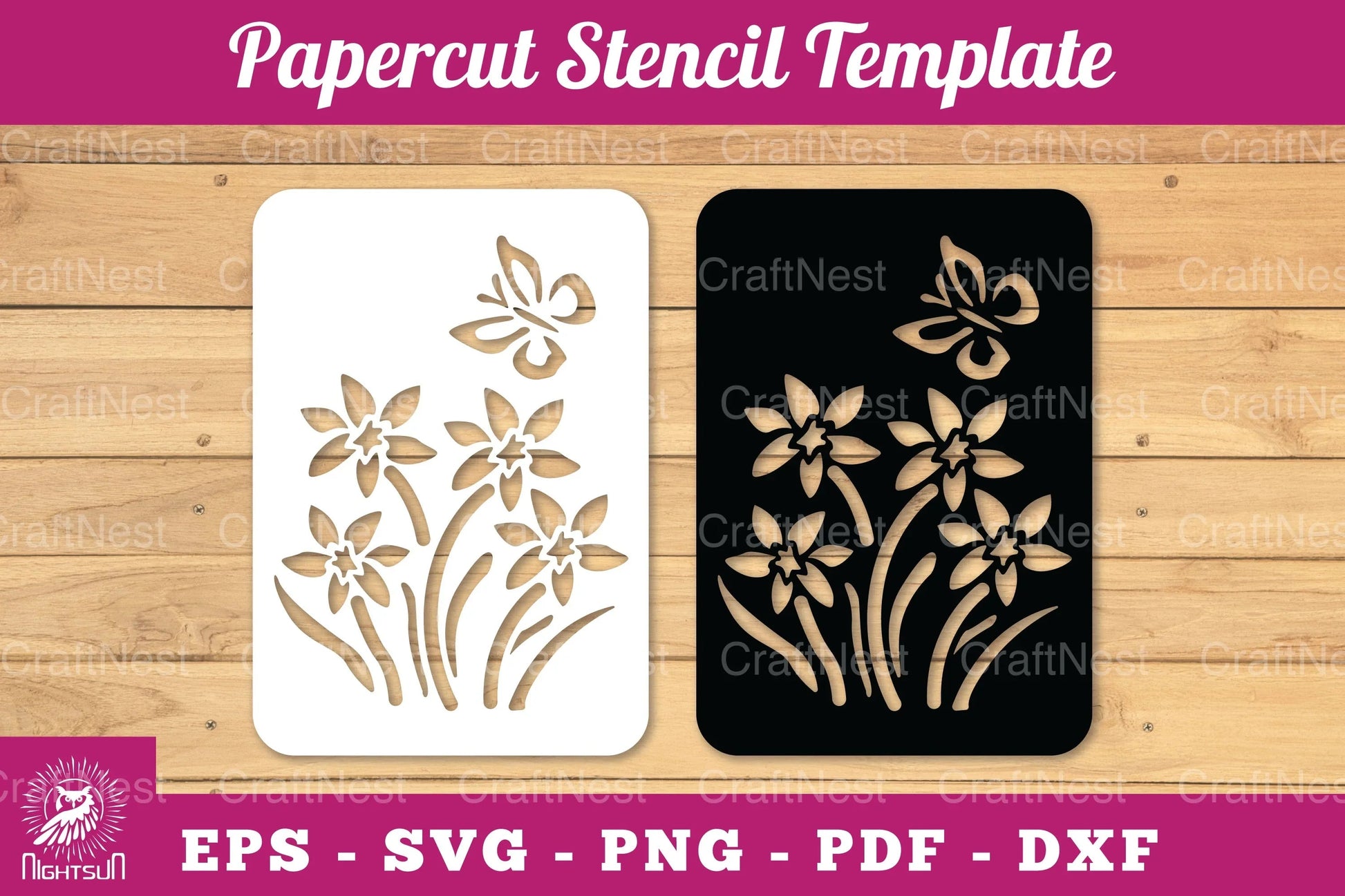 Butterfly Flowers Papercut Stencil Clipart Bundle - CraftNest - Digital Crafting and Art
