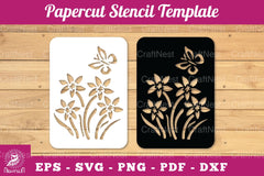 Butterfly Flowers Papercut Stencil Clipart Bundle - CraftNest - Digital Crafting and Art