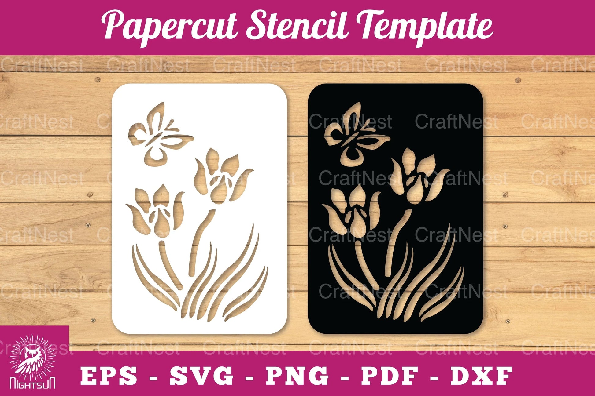 Butterfly Flowers Papercut Stencil Clipart Bundle - CraftNest - Digital Crafting and Art