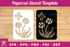 Butterfly Flowers Papercut Stencil Clipart Bundle - CraftNest - Digital Crafting and Art