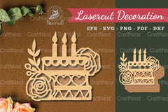 Flowers Cake Laser Cut Decoration Clipart Bundle - CraftNest - Digital Crafting and Art