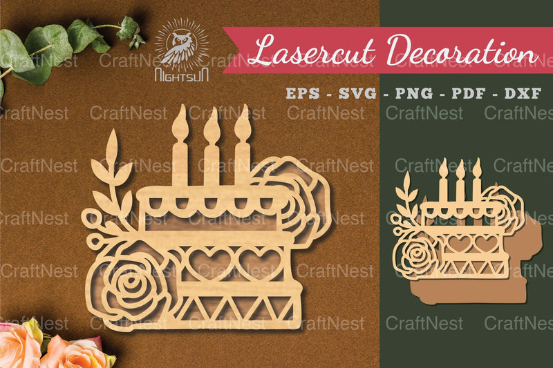 Flowers Cake Laser Cut Decoration Clipart Bundle - CraftNest - Digital Crafting and Art