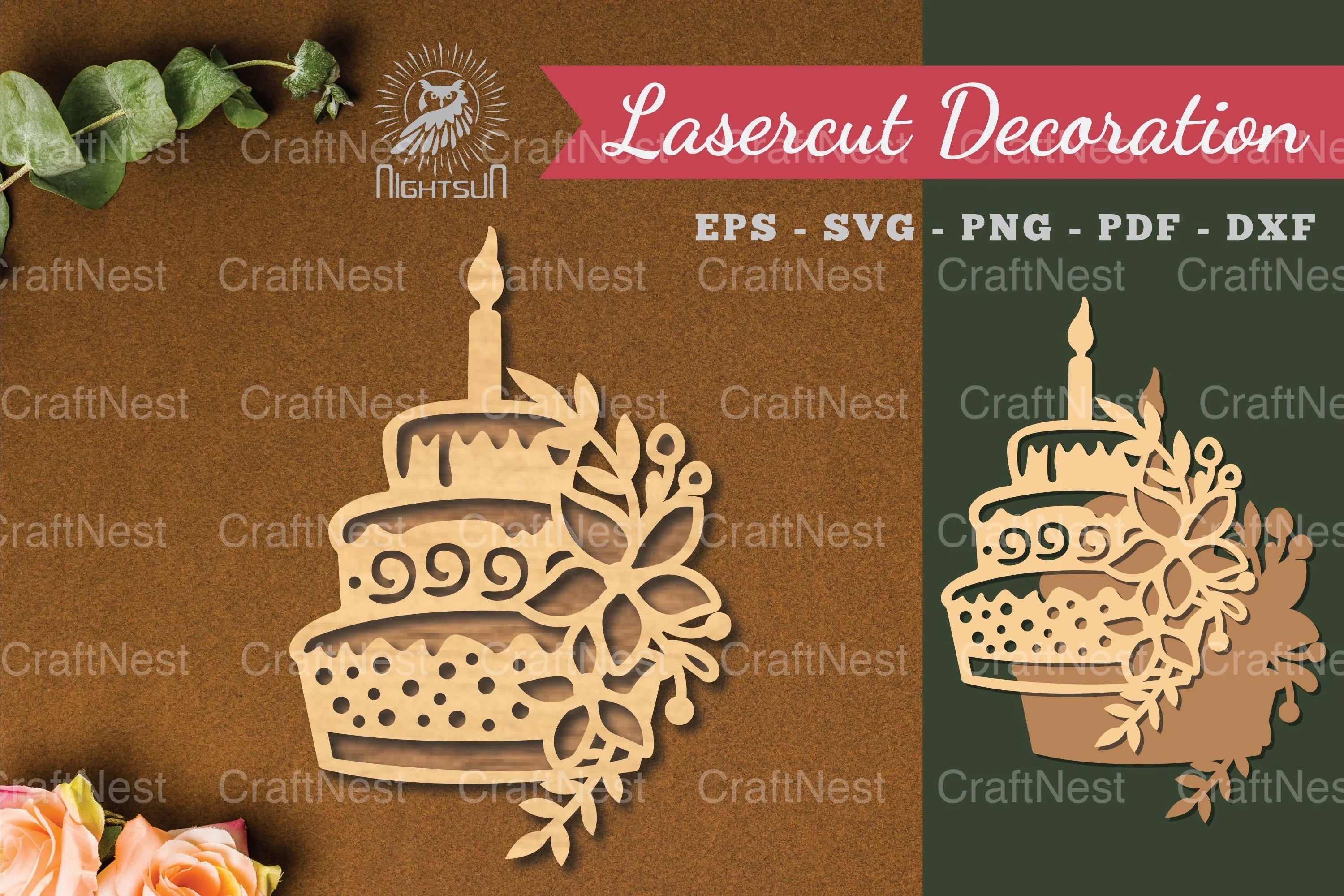 Flowers Cake Laser Cut Decoration Clipart Bundle - CraftNest - Digital Crafting and Art