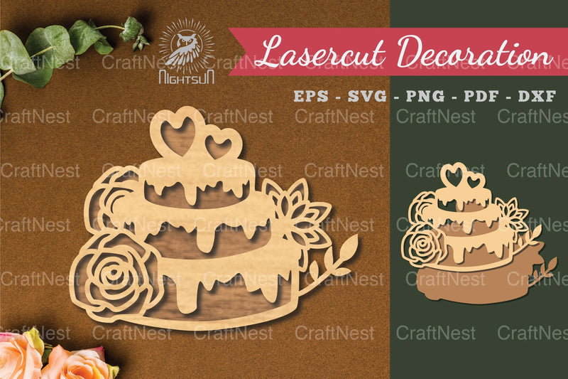 Flowers Cake Laser Cut Decoration Bundle - CraftNest - Digital Crafting and Art