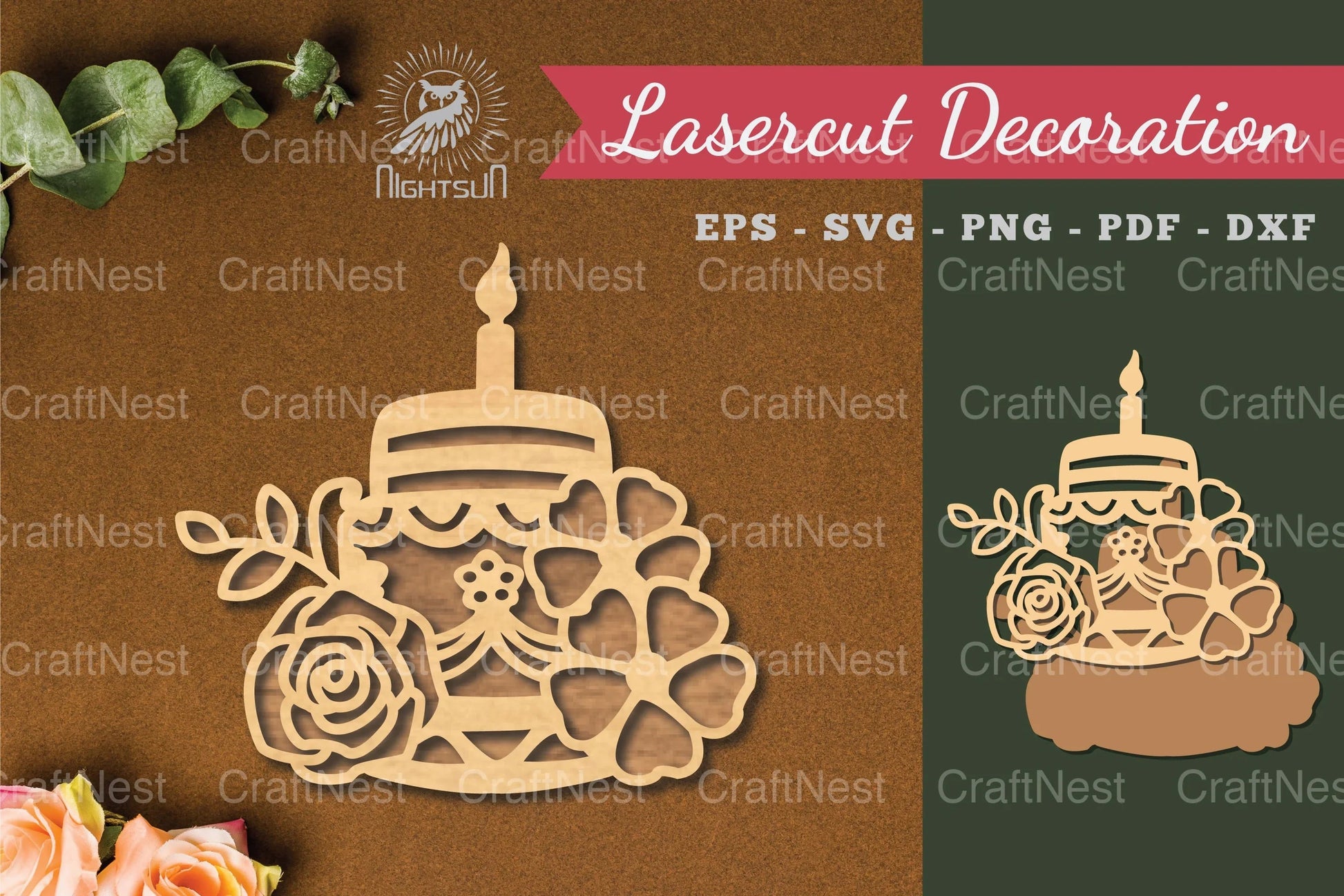 Flowers Cake Laser Cut Decoration Clipart Bundle - CraftNest - Digital Crafting and Art