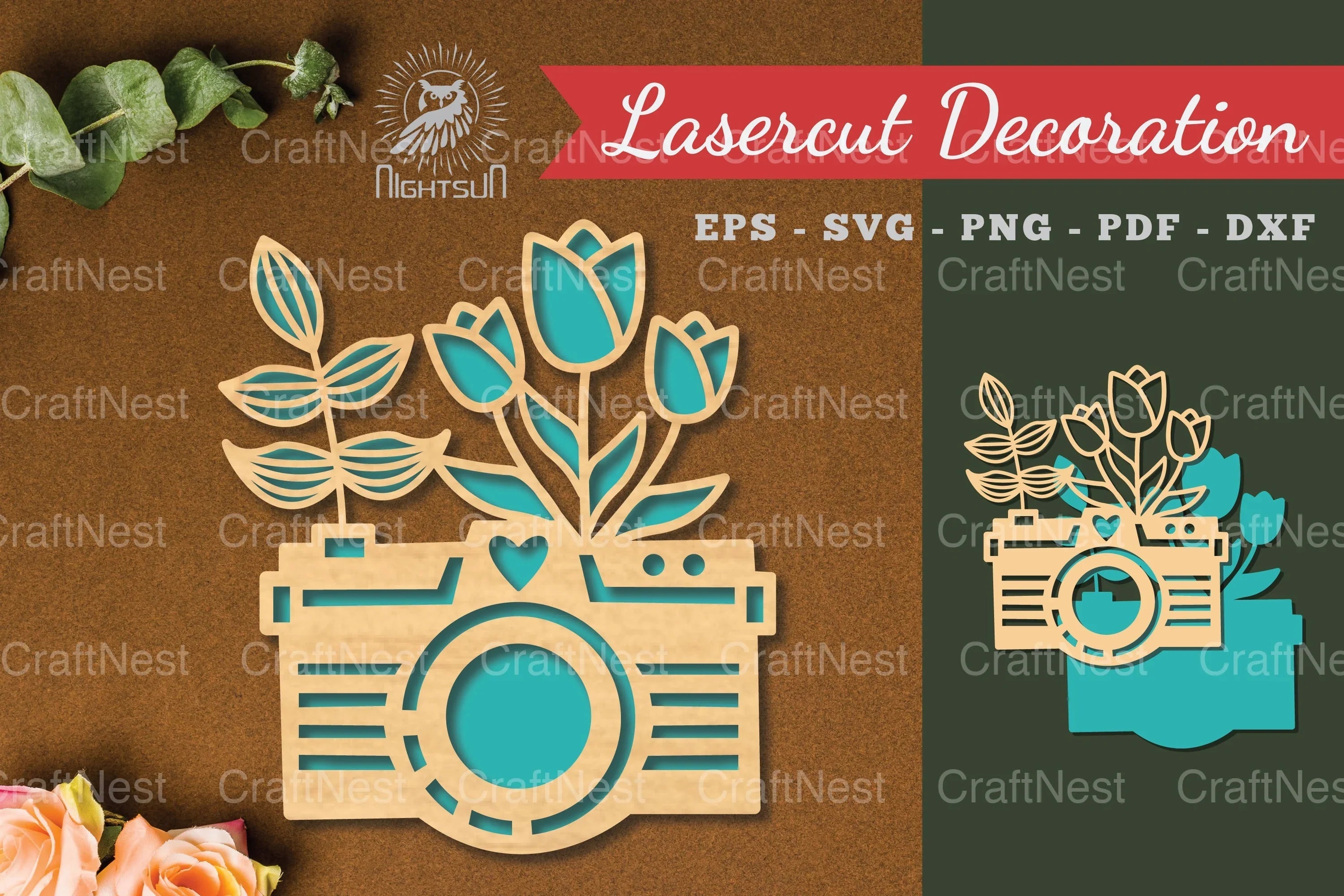 Flowers Camera Laser Cut Decoration Clipart Bundle - CraftNest - Digital Crafting and Art