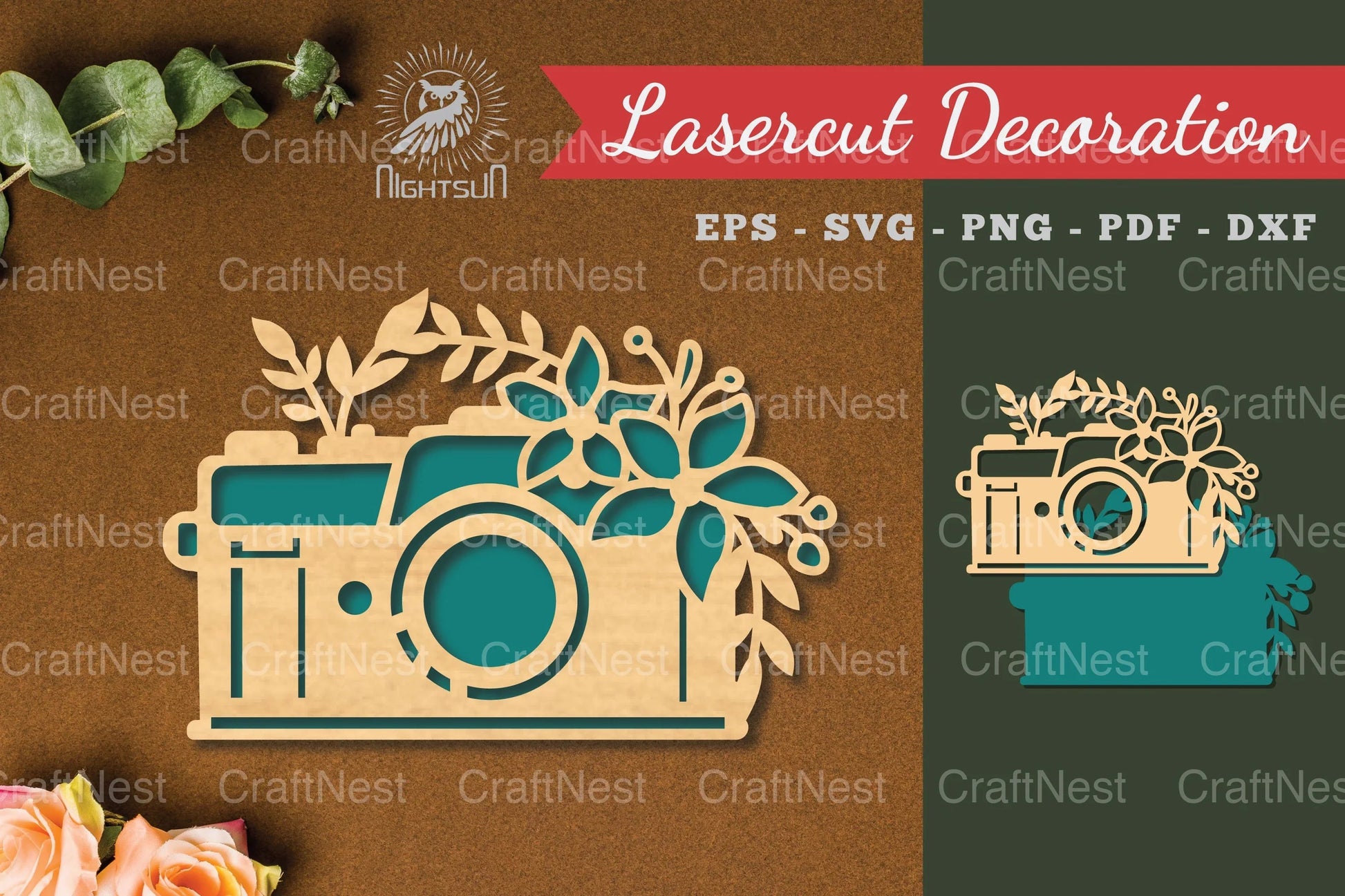 Flowers Camera Laser Cut Decoration Clipart Bundle - CraftNest - Digital Crafting and Art