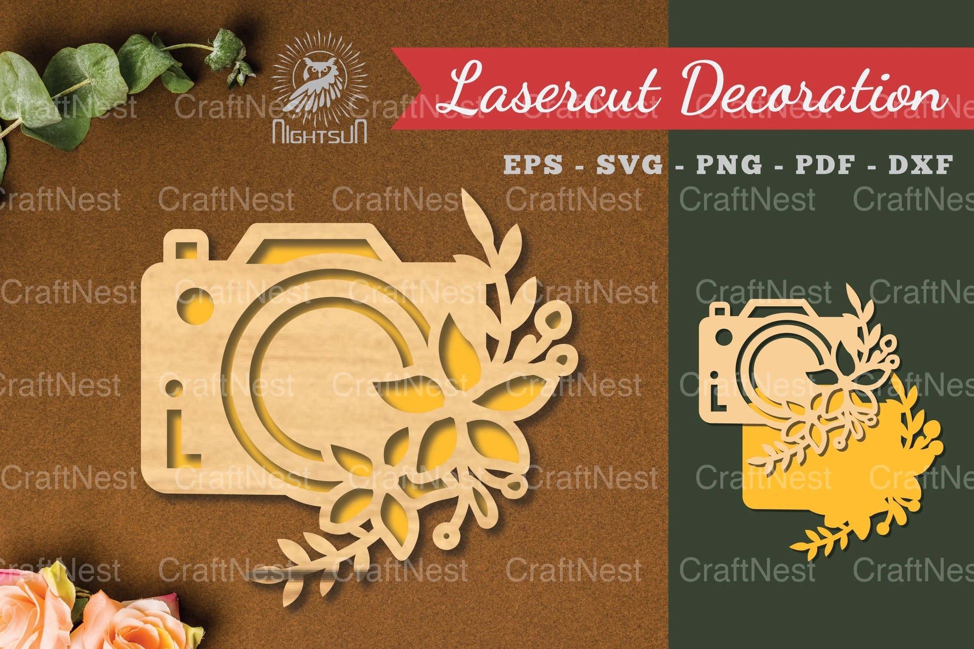 Flowers Camera Laser Cut Decoration Clipart Bundle - CraftNest - Digital Crafting and Art
