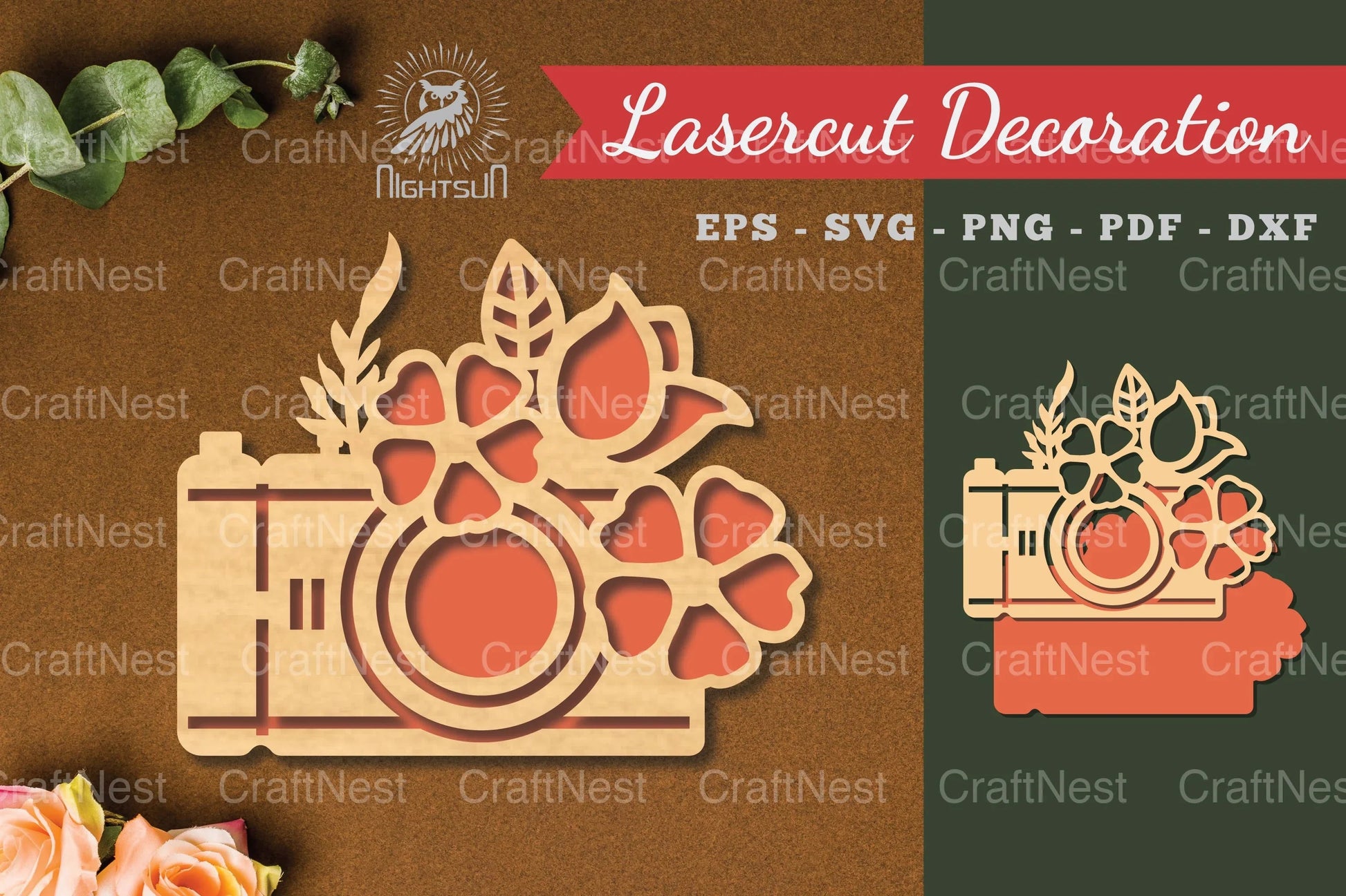 Flowers Camera Laser Cut Decoration Bundle - CraftNest - Digital Crafting and Art