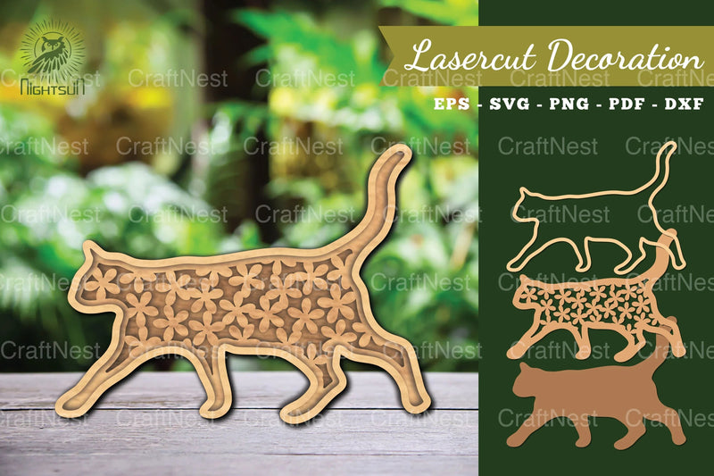 Flowers Cat Laser Cut Decoration Clipart Bundle - CraftNest - Digital Crafting and Art