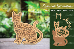 Flowers Cat Laser Cut Decoration Clipart Bundle - CraftNest - Digital Crafting and Art
