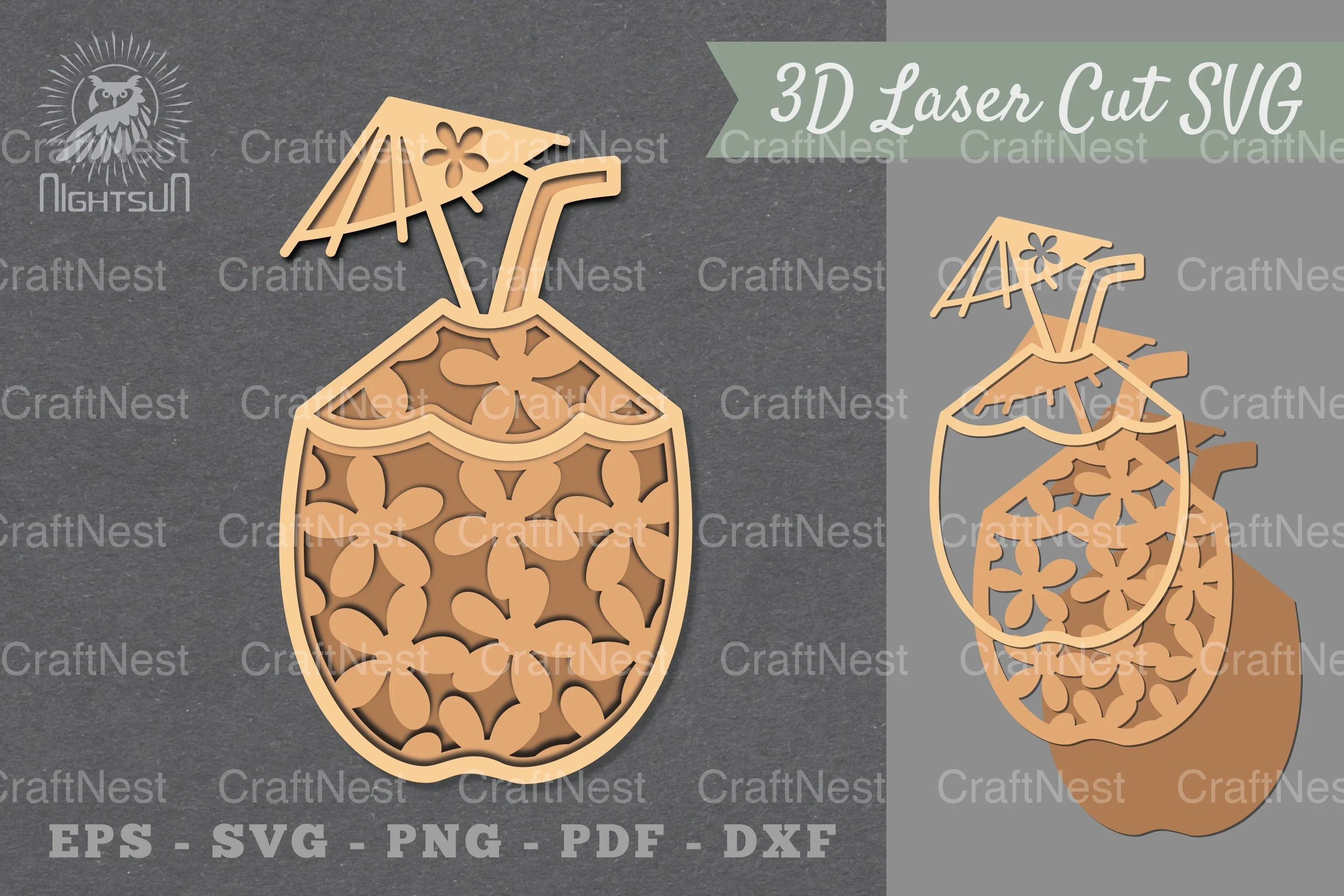 Coconut Drink Lasercut Decoration SVG Bundle - CraftNest - Digital Crafting and Art