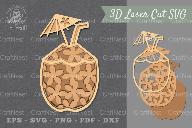 Coconut Drink Lasercut Decoration SVG Bundle - CraftNest - Digital Crafting and Art