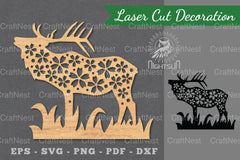 Flowers Deer Laser Cut Decoration Clipart Bundle - CraftNest - Digital Crafting and Art