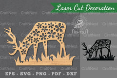 Flowers Deer Lasercut Decoration Bundle - CraftNest - Digital Crafting and Art