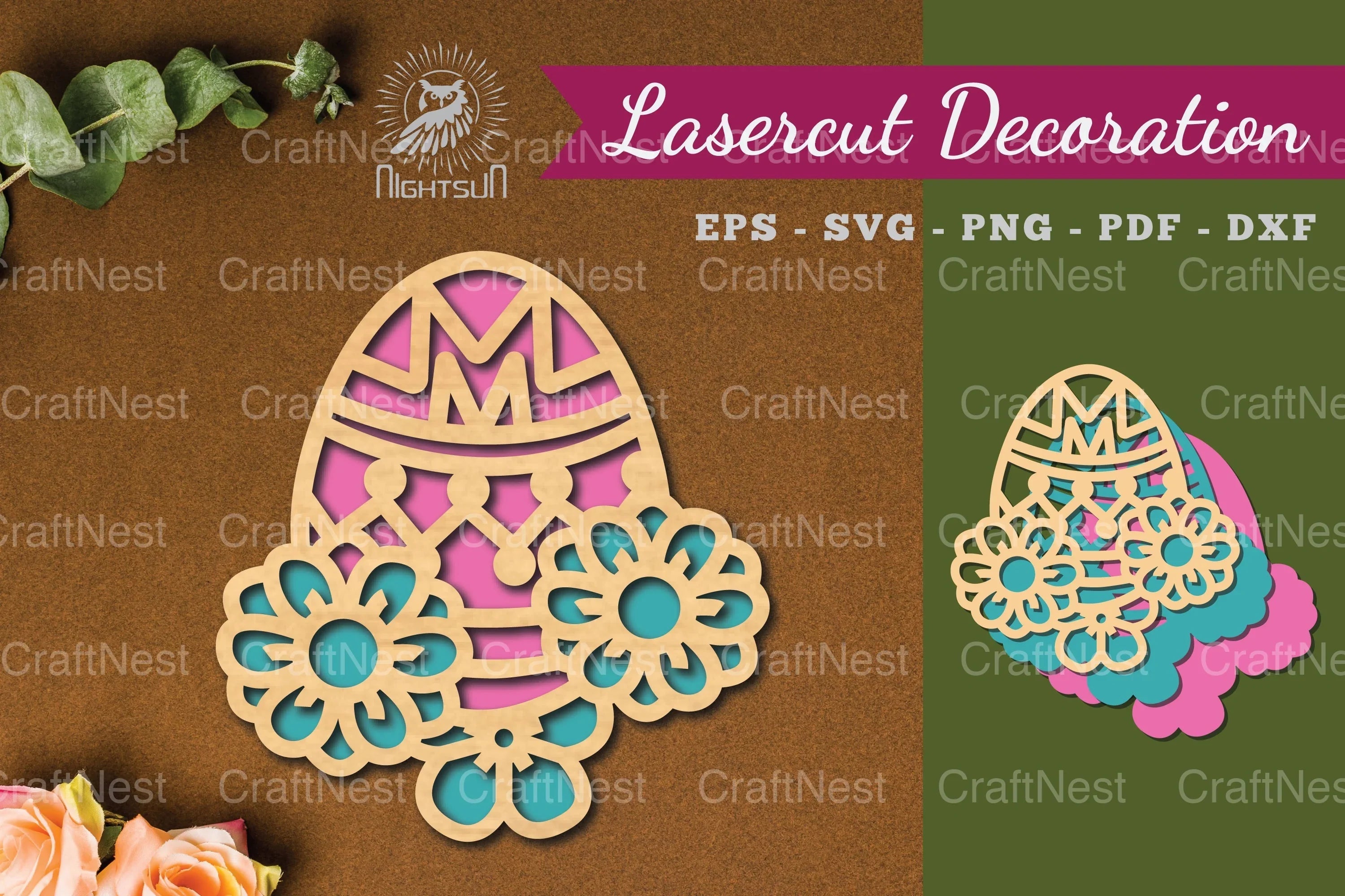 Egg Laser Cut Flower Decoration Clipart Bundle - CraftNest - Digital Crafting and Art