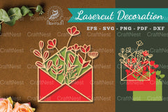 Laser Cut Flower Envelope Decoration Clipart Bundle - CraftNest - Digital Crafting and Art