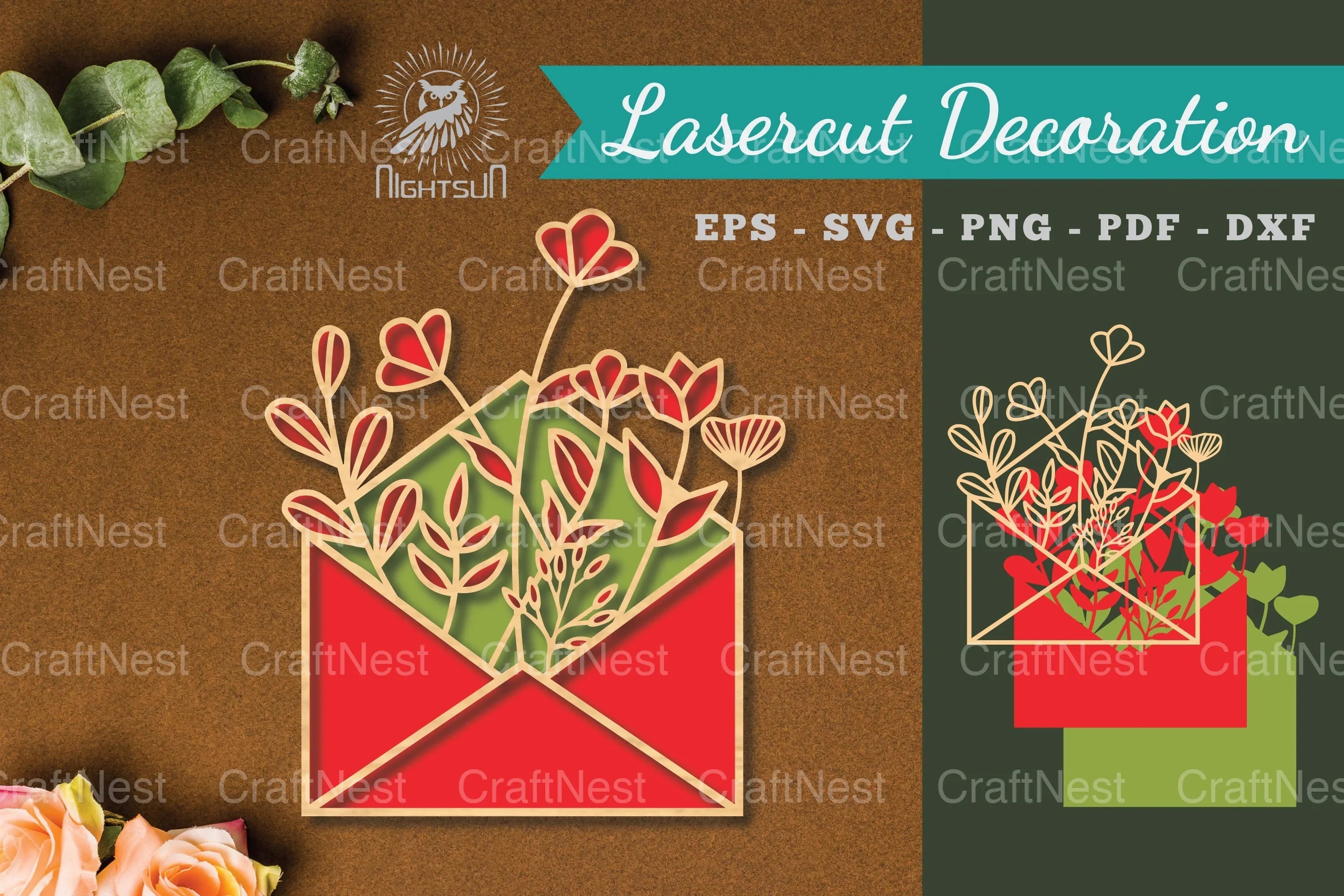 Laser Cut Flower Envelope Decoration Clipart Bundle - CraftNest - Digital Crafting and Art