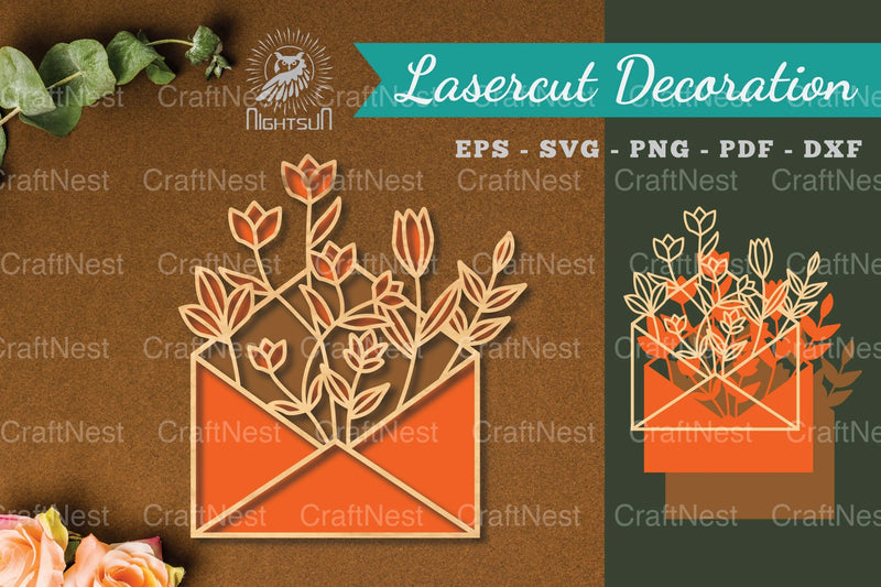 Laser Cut Flowers Envelope Decoration Clipart Bundle - CraftNest - Digital Crafting and Art
