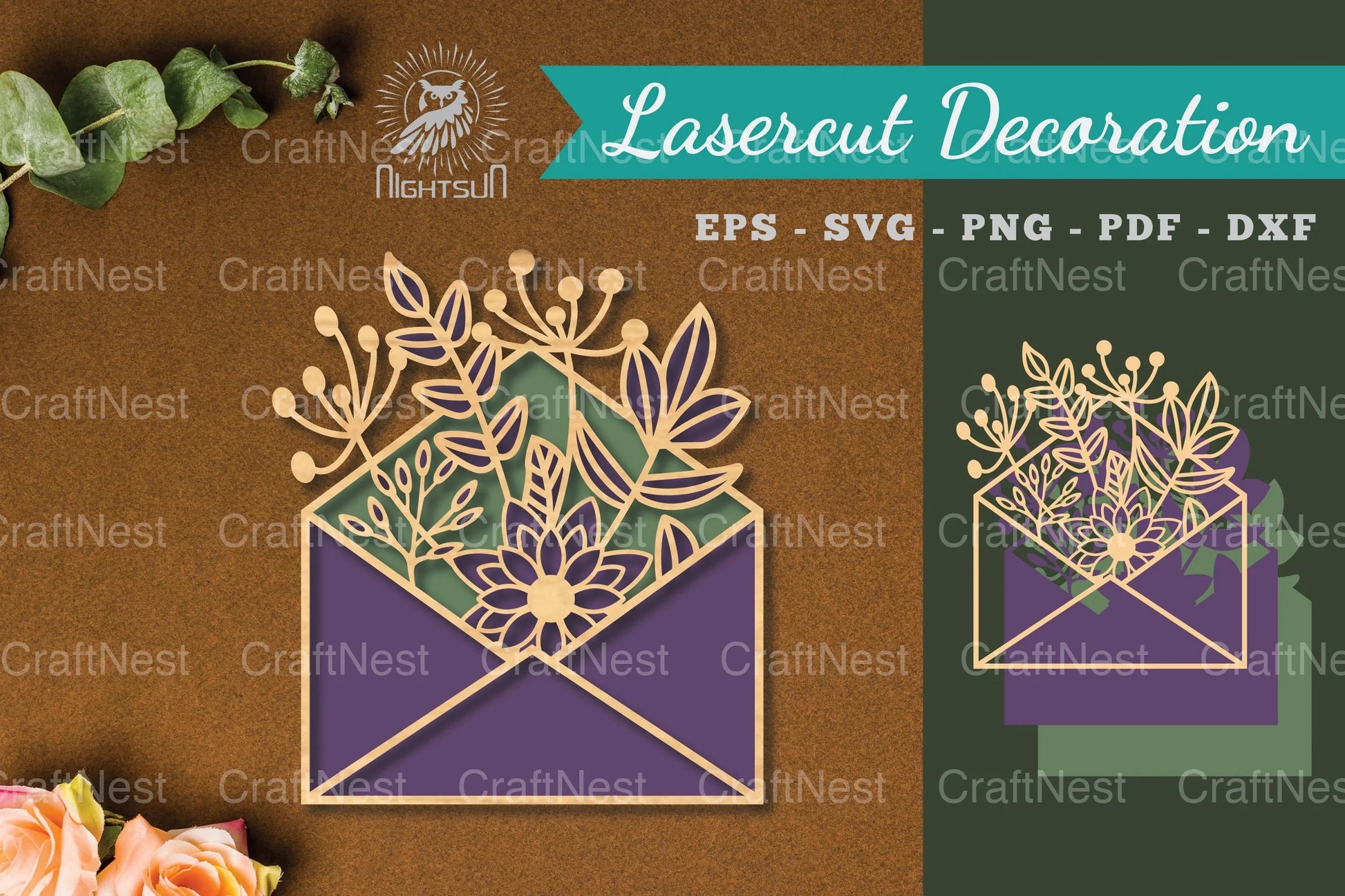 Laser Cut Flower Envelope Decoration Clipart Bundle - CraftNest - Digital Crafting and Art