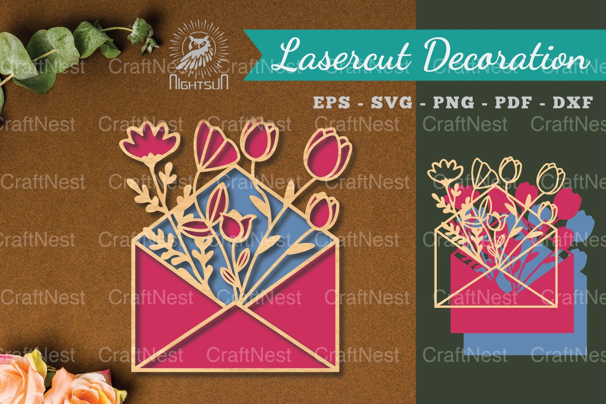 Laser Cut Flower Envelope Decoration Clipart Bundle - CraftNest - Digital Crafting and Art