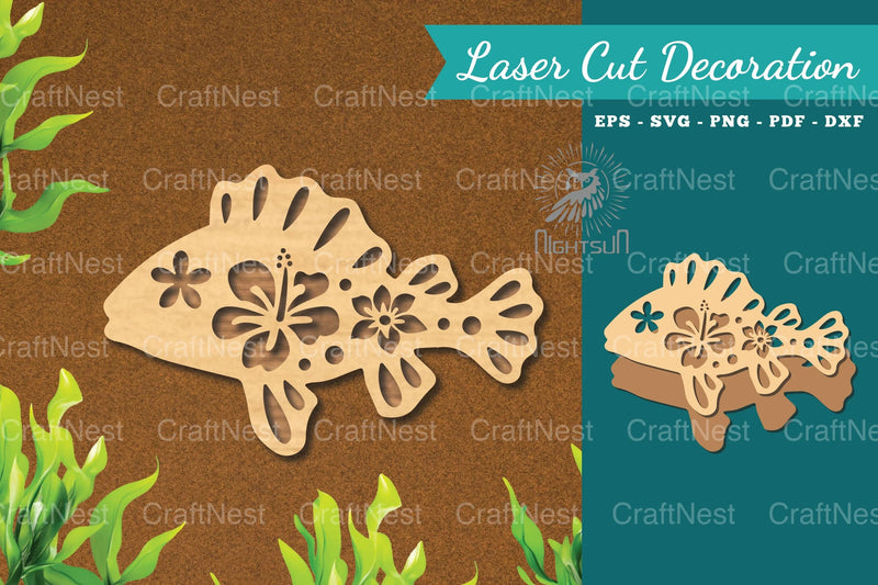 Flowers Fish Laser Cut Decoration Clipart Bundle - CraftNest - Digital Crafting and Art