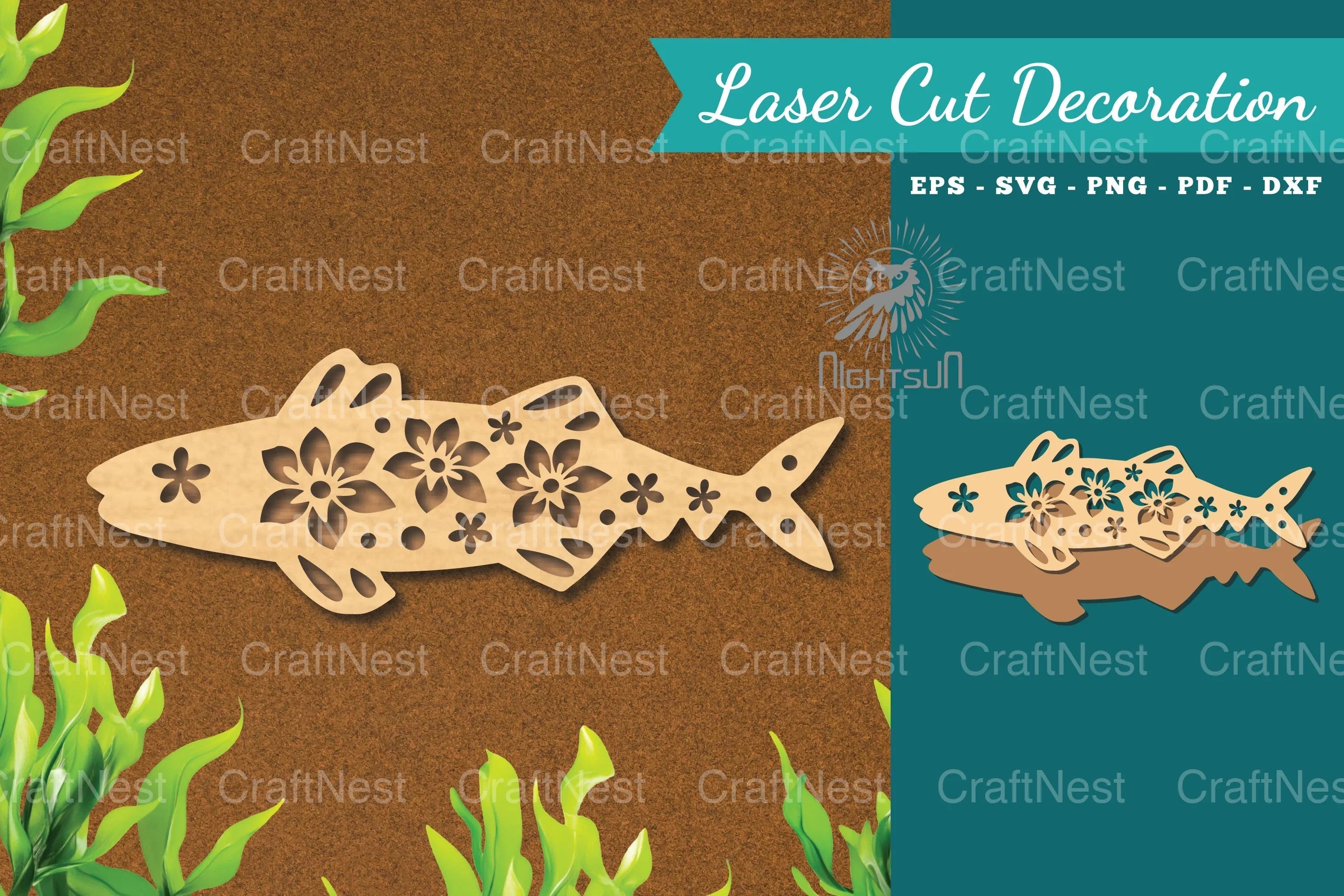 Flowers Fish Laser Cut Decoration Clipart Bundle - CraftNest - Digital Crafting and Art