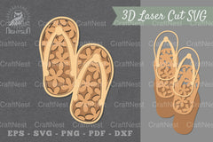Flowers Flip Flop Lasercut Decoration Clipart Bundle - CraftNest - Digital Crafting and Art