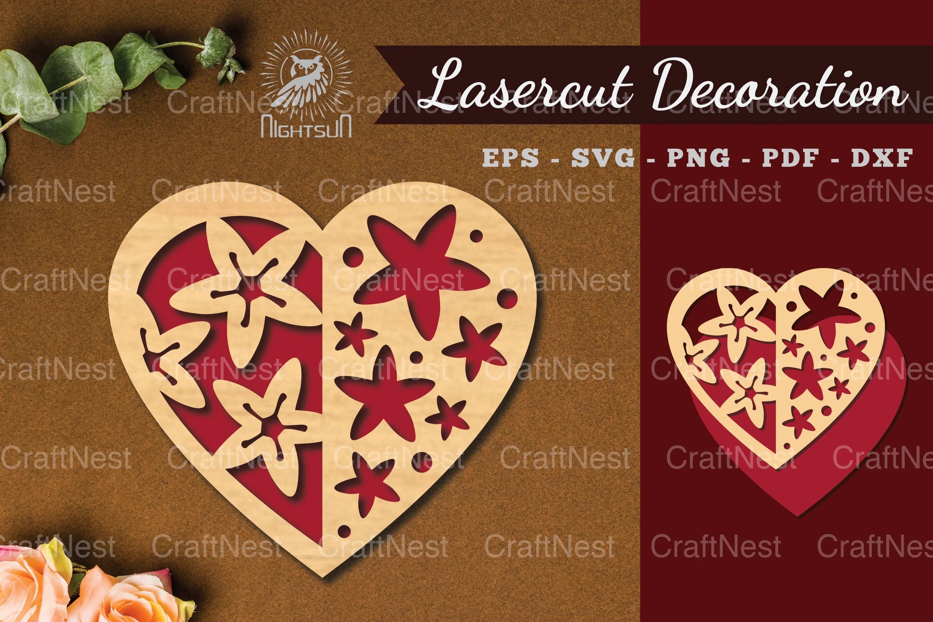 Heart Flowers Laser Cut Decoration Clipart Bundle - CraftNest - Digital Crafting and Art