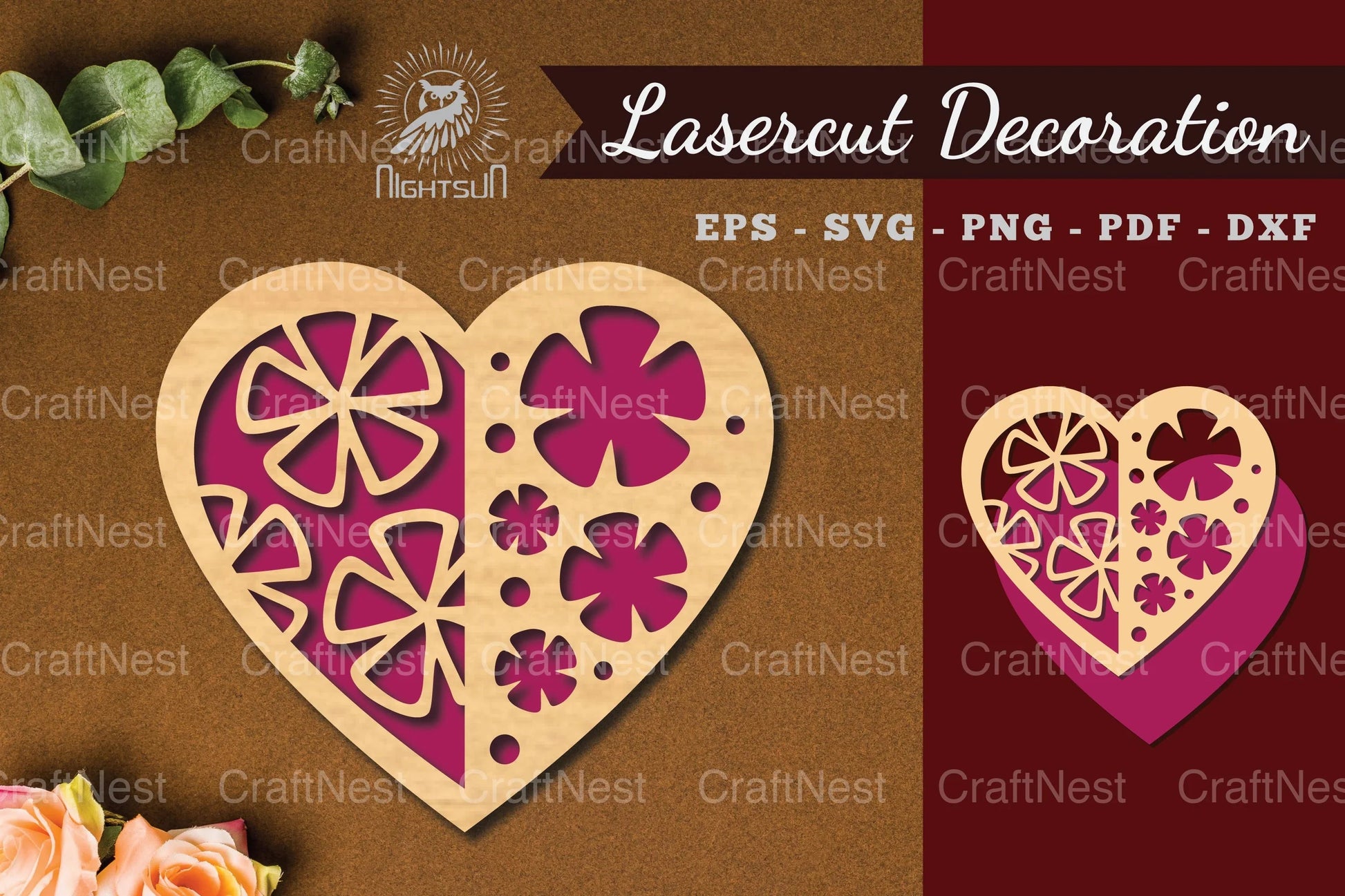 Flowers Heart Laser Cut Decoration Clipart Bundle - CraftNest - Digital Crafting and Art