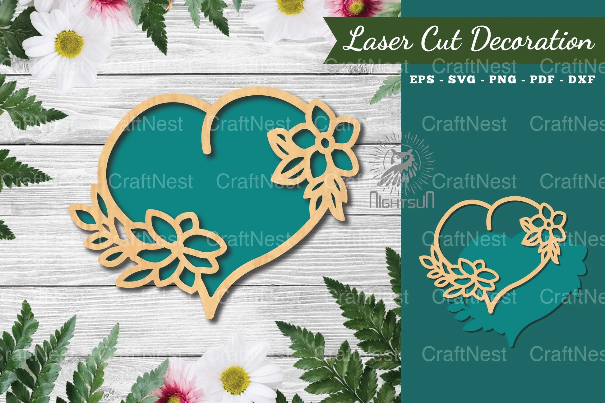 Flowers Heart Laser Cut Decoration Clipart Bundle - CraftNest - Digital Crafting and Art