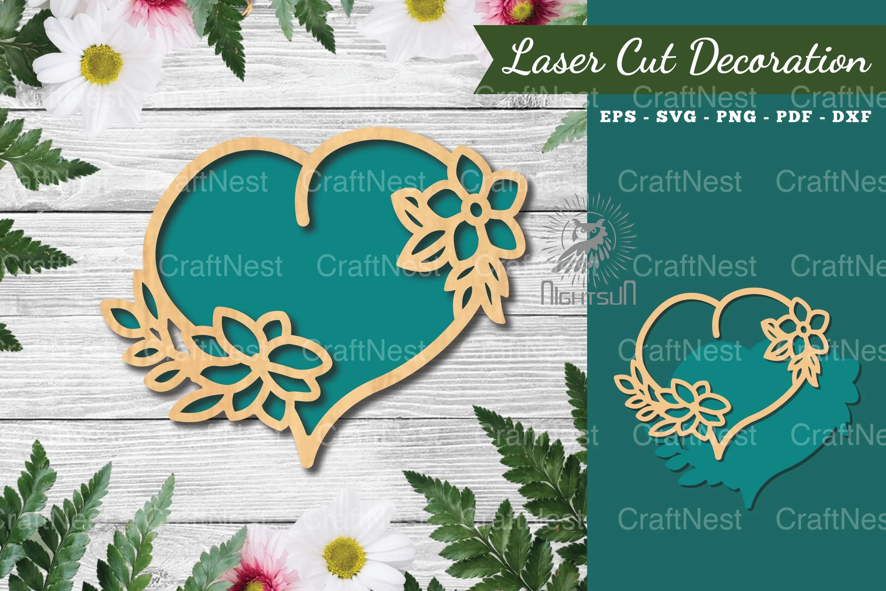 Flowers Heart Laser Cut Decoration Clipart Bundle - CraftNest - Digital Crafting and Art