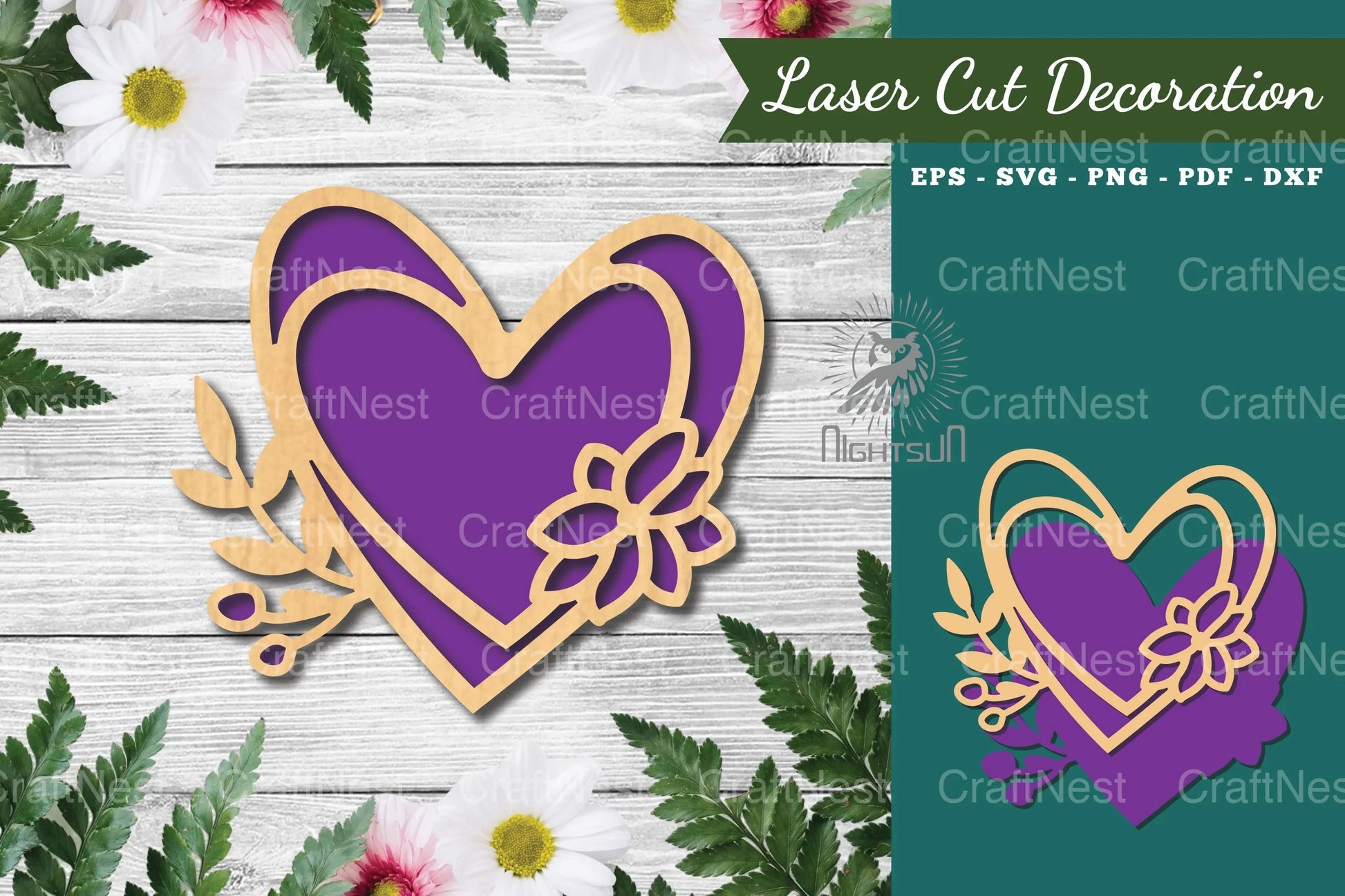 Flowers Heart Laser Cut Decoration Clipart Bundle - CraftNest - Digital Crafting and Art
