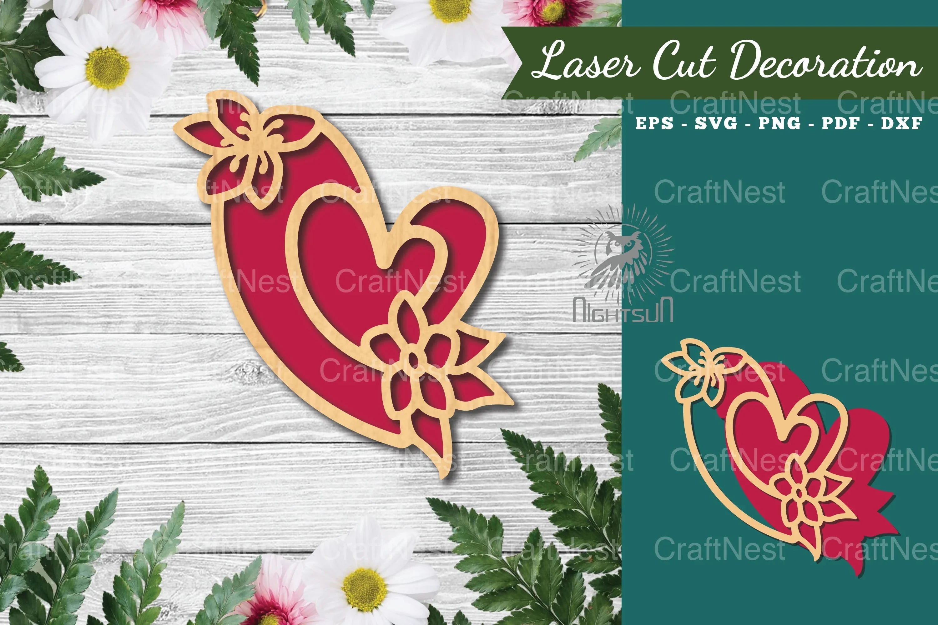 Flowers Heart Laser Cut Decoration Clipart Bundle - CraftNest - Digital Crafting and Art