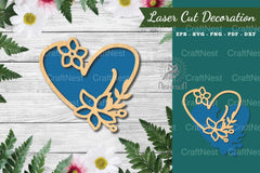 Flowers Heart Laser Cut Decoration Clipart Bundle - CraftNest - Digital Crafting and Art