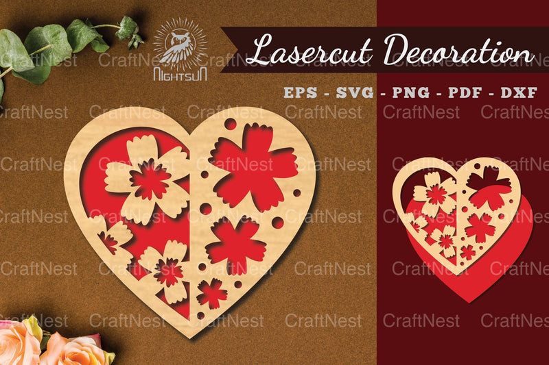 Flowers Heart Laser Cut Decoration Clipart Bundle - CraftNest - Digital Crafting and Art